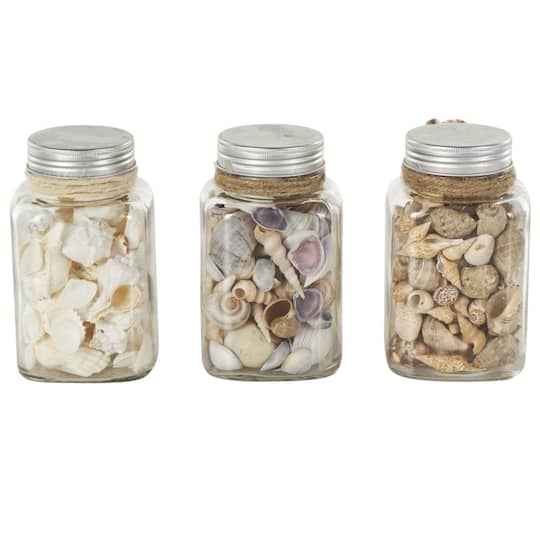 3.5" x 6" Clear Glass with Jute Rope Decorative Orbs & Vase Fillers